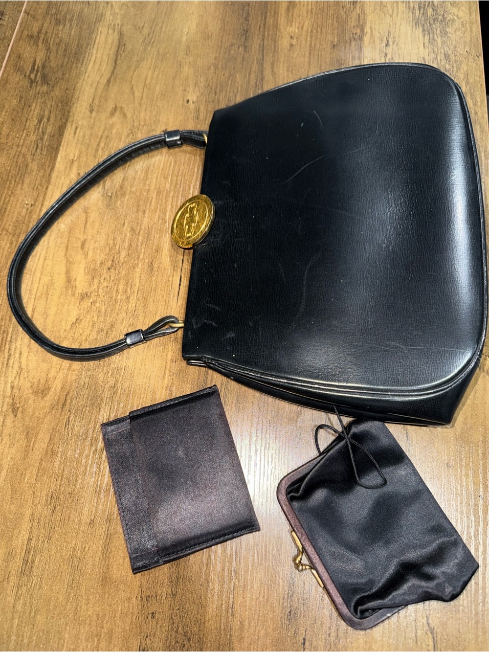 1950s Vintage Suede Bienin-Davis Black Leather Shoulder Bag and set